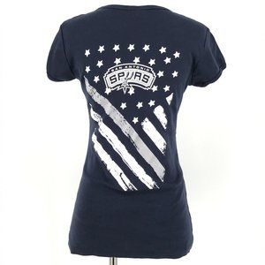 San Antonio Spurs Womens Shirt Small Blue NBA Basketball Stars Stripes Flag USA